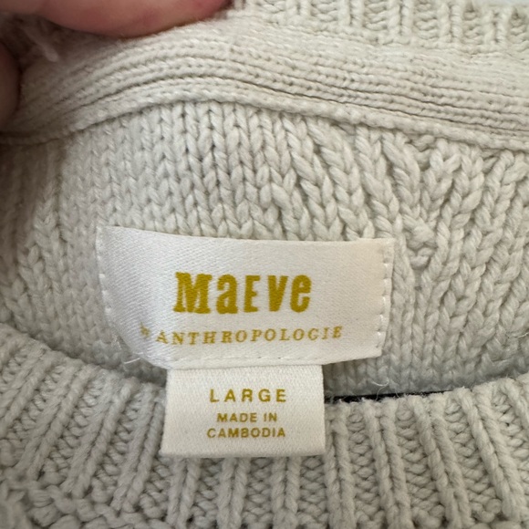 Anthropologie Light Gray Cable Knit Sweater - Picture 3 of 7